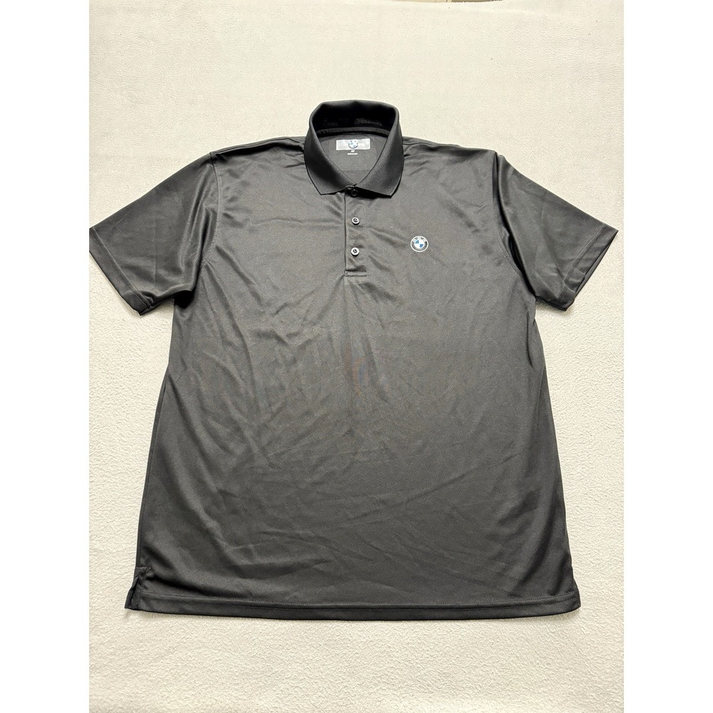 BMW Polo Shirt Mens Medium Black Golf Driving Country Club Performance